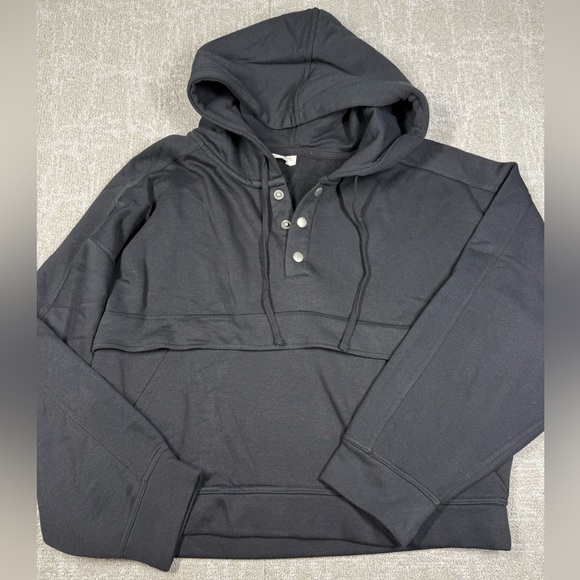 Daily Practice Tops - Anthropologie Daily Practice Black Button Down Pop Over Sweatshirt Women Size L